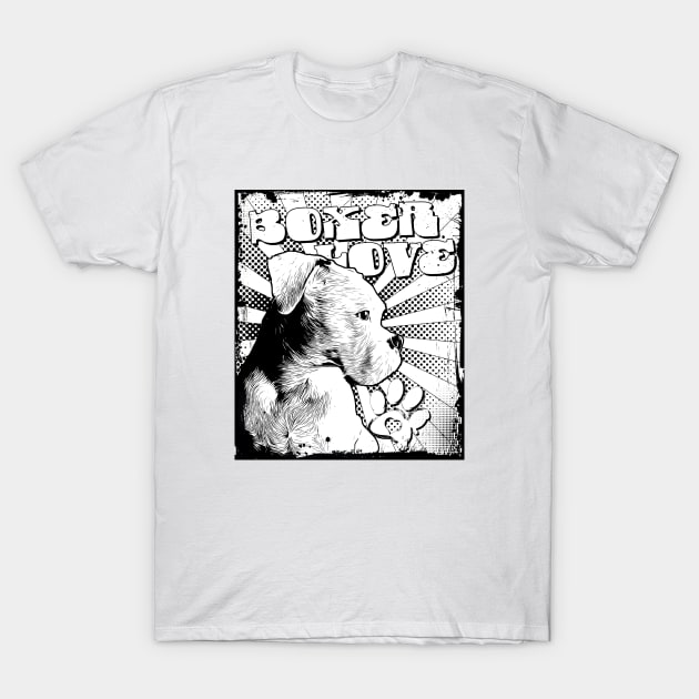 Vintage White Boxer Lineart Style T-Shirt by TAS Illustrations and More